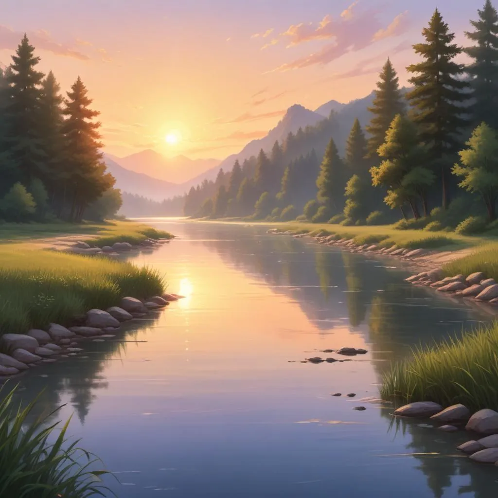 A calm river at sunrise, symbolizing clarity, guidance, and strategic flow