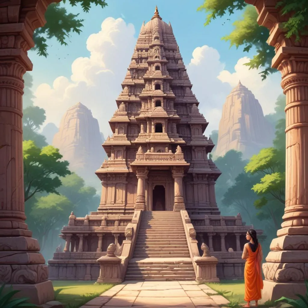 Ancient Hindu temple with traditional architecture