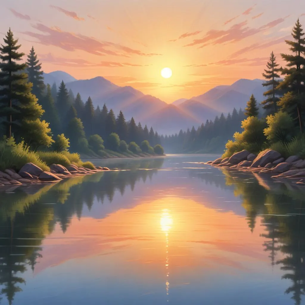 Sunrise over a calm river, symbolizing self-discovery and hidden truth