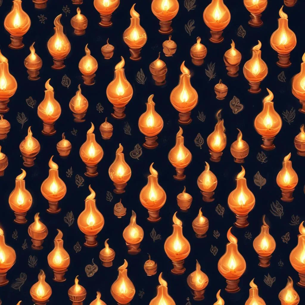 Traditional oil lamps arranged in a pattern, symbolizing strategy and light